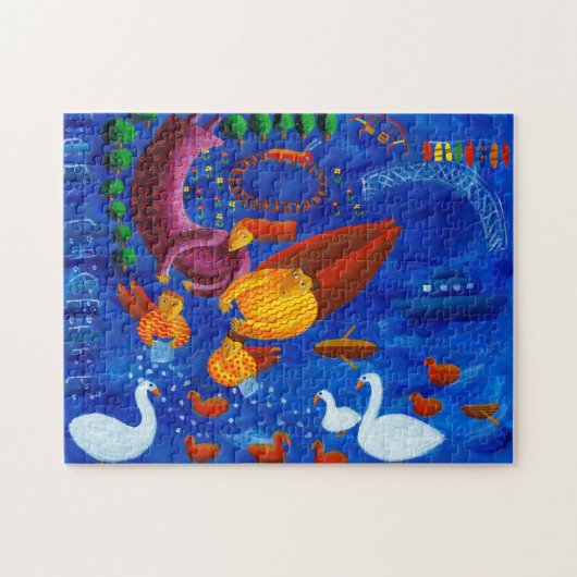 Enten füttern Gemälde Puzzle (Horizontal)