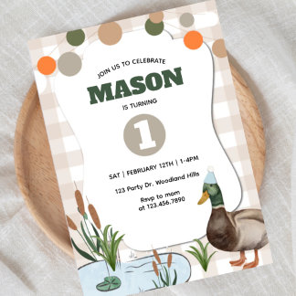 Enten-Geburtstag, Glückliche Ente, Stockenten-Wass Einladung