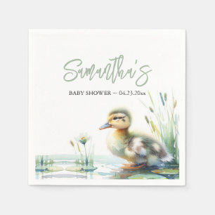 Enten-Geschlechtsneutrale Hellgrüne Babyparty Serviette