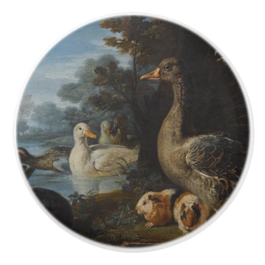 Enten Guinea Schweine und ein Kaninchen in einem b Keramikknauf (Vorderseite)