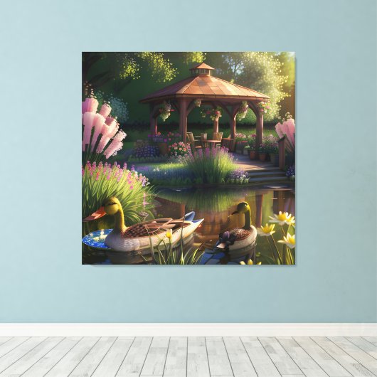 Enten im Teich Leinwanddruck (Insitu (Holzboden))