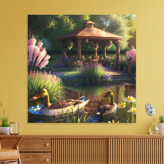 Enten im Teich Leinwanddruck (Insitu (Wohnzimmer))