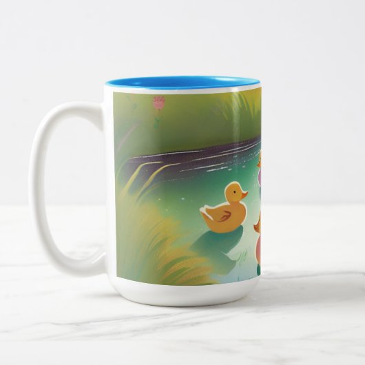 Enten im Teich Zweifarbige Tasse (Links)