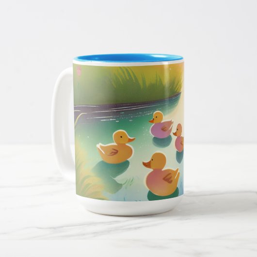 Enten im Teich Zweifarbige Tasse (Vorderseite Links)