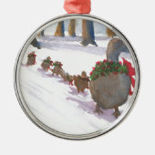 Enten in Boston häufig während der Winterferien Silbernes Ornament (Vorne)