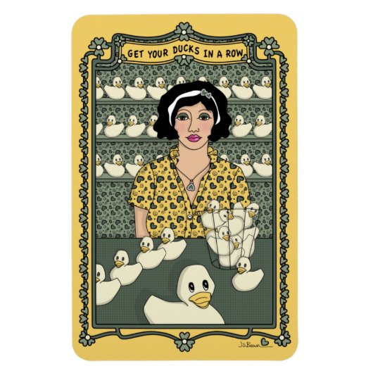 Enten in einem Kühlschrank-Magnet mit Zeile_C_4x6 Magnet (Vertikal)