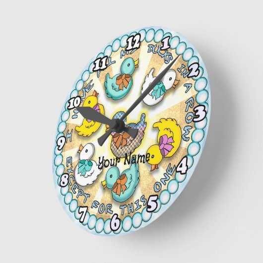 Enten in einer Reihe Runde Wanduhr (Winkel)
