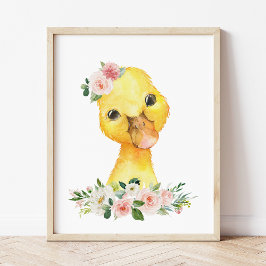 Enten, Landtiere, rosa Blume, Kinderzimmer von Mäd Fotodruck