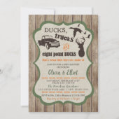 Enten, LKWs, und Acht-Punkte-Bucks Hirsch Baby Boy Einladung (Vorderseite)