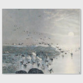 Enten, Mallards und Schwäne am See bei Sonnenunter Geschenkpapier (Flach)