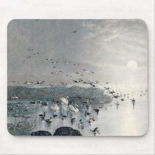 Enten, Mallards und Schwäne am See bei Sonnenunter Mousepad