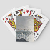 Enten, Mallards und Schwäne am See bei Sonnenunter Spielkarten (Rückseite)