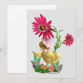 Enten mit Blume Feiertagskarte (Vorne/Hinten)