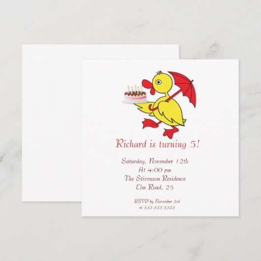 Enten mit Kuchen Einladung (Vorne/Hinten)