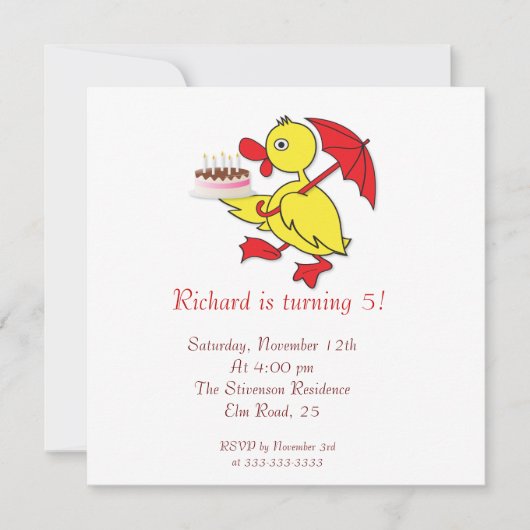 Enten mit Kuchen Einladung (Vorderseite)