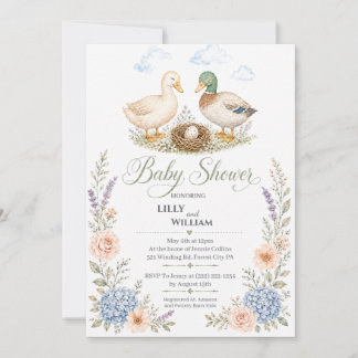 Enten-mit-Nest-Baby-Shower-Einladung Einladung