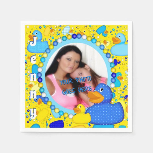 Enten-n-Dots-Style-3-Gelb-FOTO-TEMPLATE- Serviette (Vorderseite)