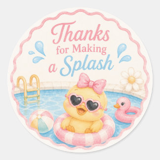 Enten Pool Party Danke Aufkleber | Rosa Sommer