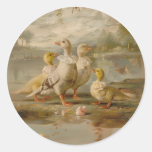 Enten - Runde Aufkleber für Schreibwaren