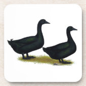 Enten: Schwarze Cayugas Getränkeuntersetzer (Vorderseite)