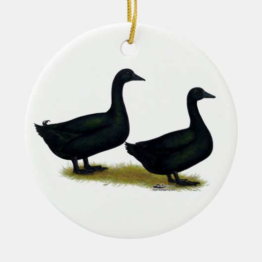 Enten: Schwarze Cayugas Keramikornament (Vorne)
