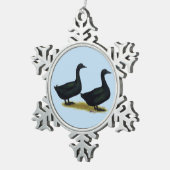Enten: Schwarze Cayugas Schneeflocken Zinn-Ornament (Rechts)