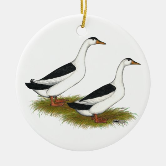 Enten: Schwarze Elster Keramik Ornament (Vorne)