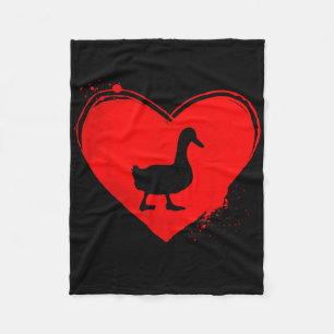 Enten-Silhouette Herzform Valentinstag Entenliebha Fleecedecke