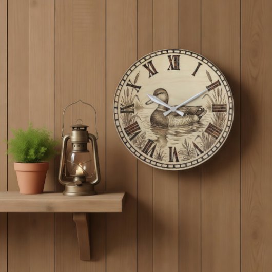 Enten Teich Holz Wanduhr