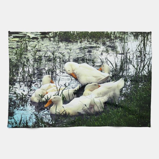 Enten-Tierteich Geschirrtuch (Horizontal)