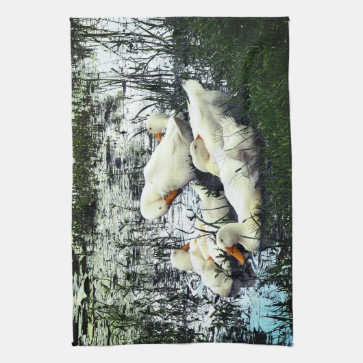Enten-Tierteich Geschirrtuch (Vertikal)