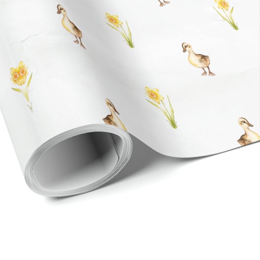 Enten und Affodien quacken in den Frühling Geschenkpapier (Rolleneckpunkt)