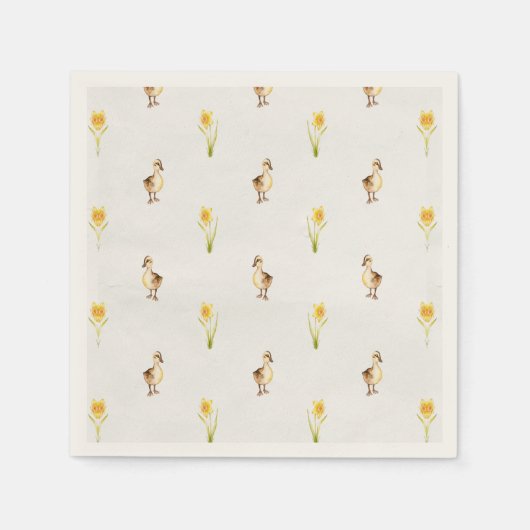 Enten und Affodien quacken in den Frühling Serviette (Vorderseite)