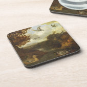 Enten und andere Vögel über einen Strom auf einen Untersetzer (Linke Seite)