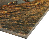 Enten und Bäume bei Sonnenuntergang Schneidebrett (Ecke)