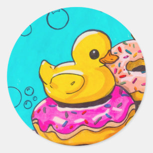 Enten- und Donut-Stickers Runder Aufkleber