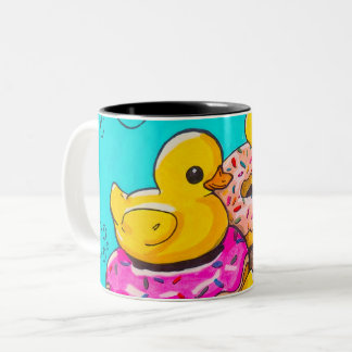 Enten und Donuts Zweifarbige Tasse
