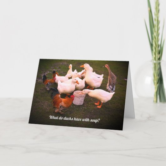 Enten und Hühner, die sonnigen Geburtstag essen Karte (Vorderseite)