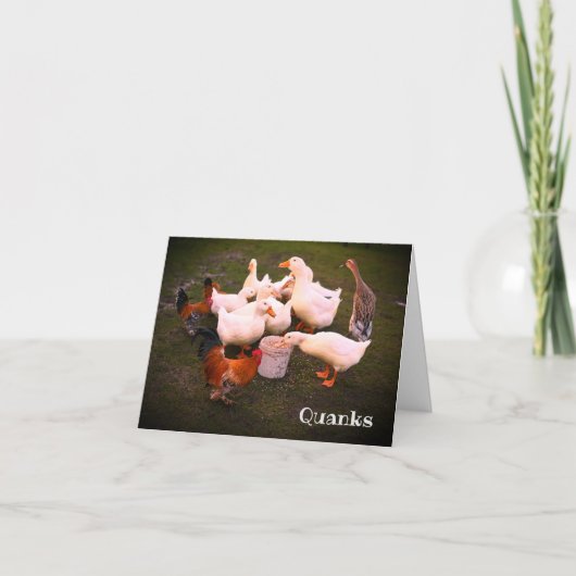 Enten und Hühner essen lustig Dankeskarte (Vorderseite)