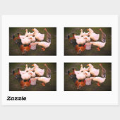 Enten und Hühner essen lustig Rechteckiger Aufkleber (Blatt)