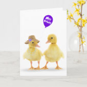 Enten und Lila Ballon Geburtstag Karte (Gelbe Blume)