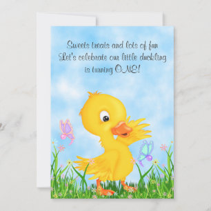 Enten und Schmetterlinge 1. Geburtstag Einladung