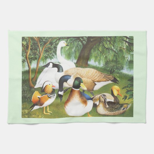 Enten und Schwanenvogel Geschirrtuch (Horizontal)
