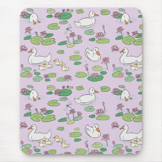 Enten und Wasserlilie Lavender Mousepad (Vorne)