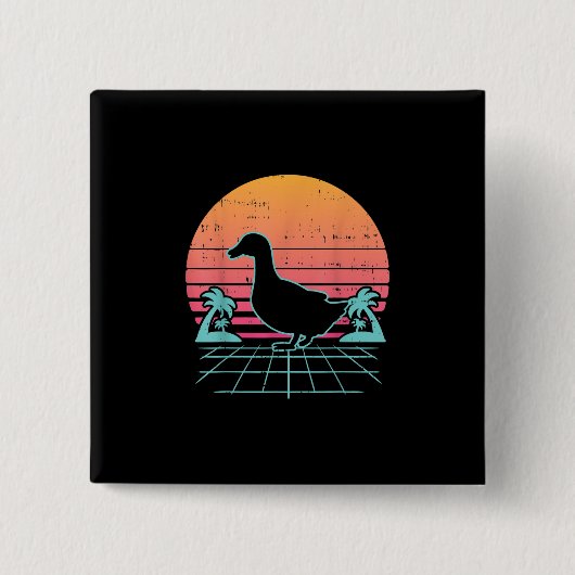 Enten Vaporwave 80er Farm Tier Bauer Geschenk Button (Vorderseite)