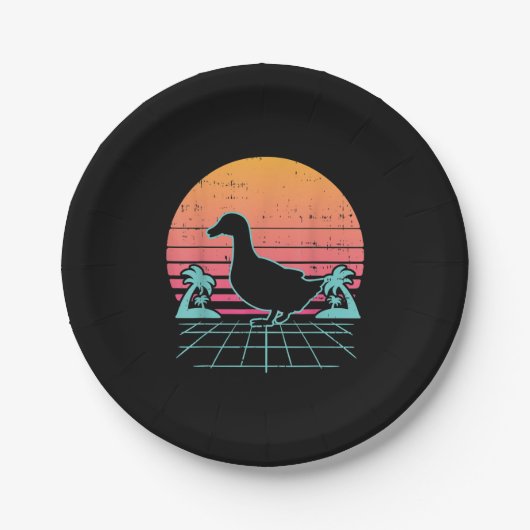 Enten Vaporwave 80er Farm Tier Bauer Geschenk Pappteller (Vorderseite)