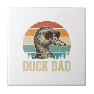 Enten-Vater Vintage-Gravur Retro-Sonnenuntergangs- Fliese