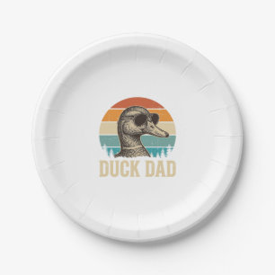 Enten-Vater Vintage-Gravur Retro-Sonnenuntergangs- Pappteller