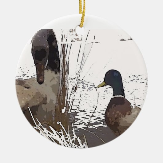 Enten-Verzierung Keramikornament (Vorne)