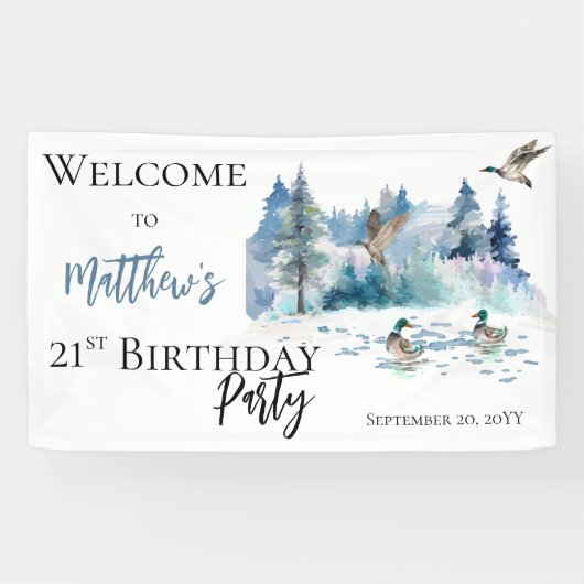 Enten Wald Natur 21. Geburtstag Party Banner (Horizontal)